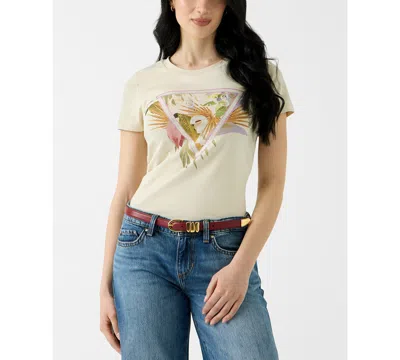 Guess Women's Crewneck Palm Triangle Logo T-shirt In White