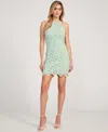 Guess Women's Crochet Sleeveless Halter Minidress In Lagoon Fog Multi