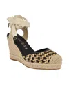 Guess Women's Cylenam Ankle Wrap Espadrille Wedge Sandals In Black,light Natural