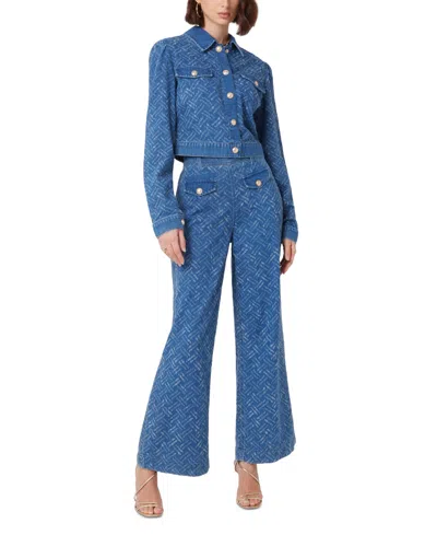 Guess Women's Dakota Patch Wide-leg Textured-pattern Jeans In Tokyo Laser