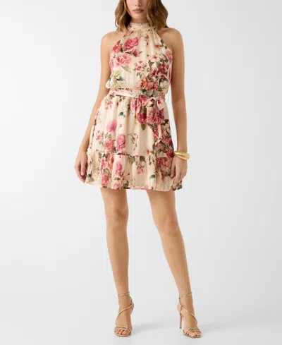 Guess Daniele Floral Print Sleeveless Mindress In Neutral