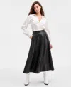 Guess Women's Delores Faux-leather Circle Skirt In Black
