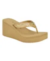 GUESS WOMEN'S DEMMEY LOGO THONG SQUARE TOE WEDGE SANDALS