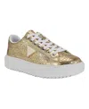 Guess Women's Denesa Treaded Platform Lace-up Sneakers In Gold Logo