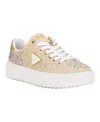 Guess Denesa Platform Sneaker In Gold Rhinestone Multi