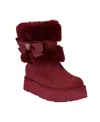 Guess Denla Faux Fur Bootie In Dark Red