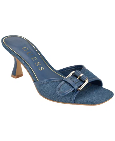 Guess Women's Dista Buckle Kitten Heel Sandals In Black