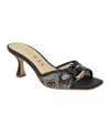 Guess Women's Dista Buckle Kitten Heel Sandals In Dark Blue Logo