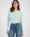 Guess Women's Dorothy Boucle Cropped Cardigan In Light Blue,white Combo
