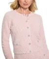 Guess Women's Dorothy Boucle Cropped Cardigan In Pink And White Combo