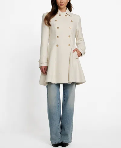 Guess Women's Double-breasted Skirted Coat In White
