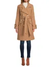 Guess Women's Double Breasted Tie Coat In Camel