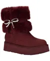 Guess Women's Dowry Rhinestone Bow Winter Boot In Burgundy