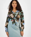 Guess Women's Eco Long Sleeve Bowed Jun Shirt In Hanoi Green Floral Print