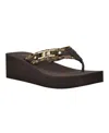 Guess Women's Ediva Wedges With Hardware And Heritage Logo Fabric Sandals In Brown