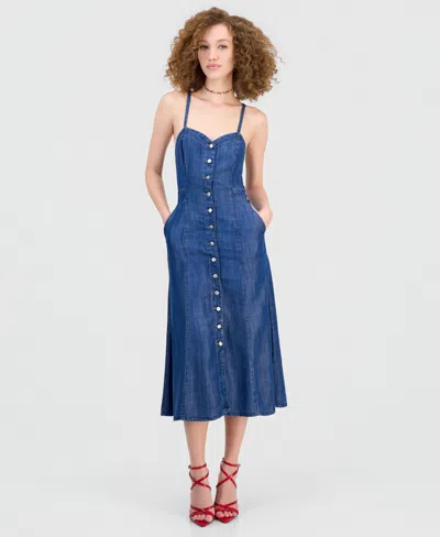 Guess Women's Edna Denim Button-front Midi Dress In Multi