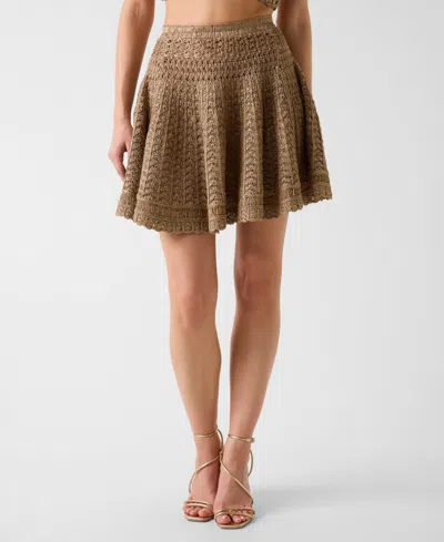 Guess Women's Egle Crochet Mini Sweater Skirt In Brown