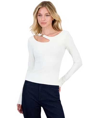 Guess Women's Eleanor Long-sleeve Buckle Top In White