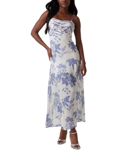 Guess Women's Ellie Empire-waist Sleeveless Maxi Dress In Dreaming Lilies Print