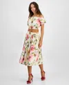 Guess Elodie Cropped Top Matching Midi Skirt In Painted Daisies Print