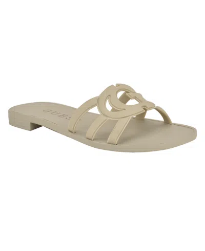 Guess Women's Elyho Logo Cutout Flat Jelly Sandals In Ivory