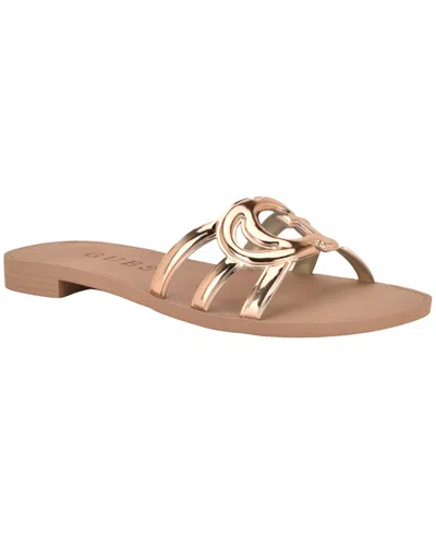 GUESS WOMEN'S ELYHO LOGO CUTOUT FLAT JELLY SANDALS