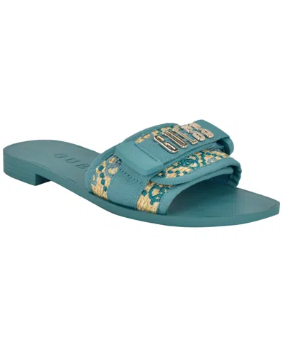 Guess Women's Elyze Quattro G Slip-on Slide Flat Sandals In Natural,blue