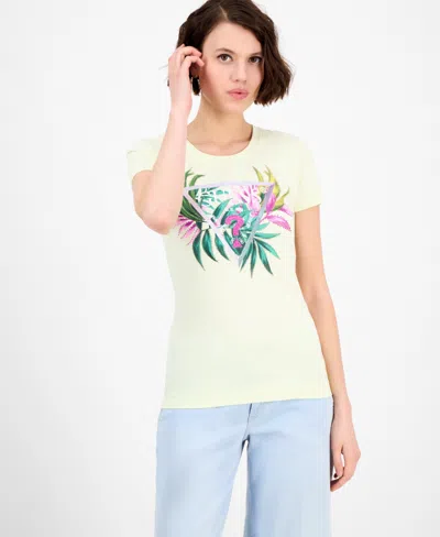 Guess Women's Embellished Graphic Print Short-sleeve T-shirt In Pastel Lime