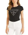 Guess Women's Embellished Logo T-shirt In Jet Black A996