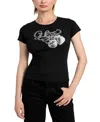 Guess Women's Embellished Strawberry Short-sleeve T-shirt In Black