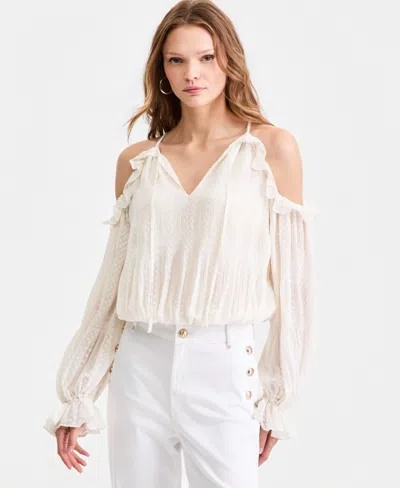 Guess Women's Emilia Long-sleeve Cold Shoulder Top In White