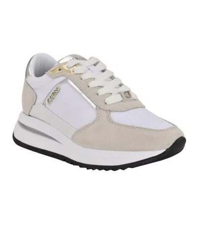 Guess Women's Energy Round Toe Retro Jogger Sneakers In White,grey
