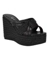 Guess Women's Eveh Knotted Jute Wrapped Platform Wedge Sandals In Black