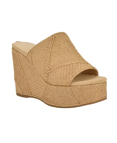Guess Women's Evenz Woven Platform Wedge Sandals In Light Natural