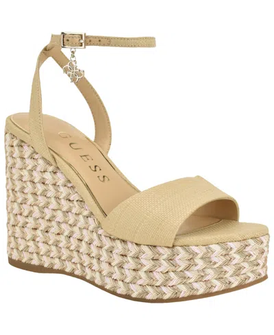 Guess Women's Everly Espadrille Platform Wedge Sandals In Neutral