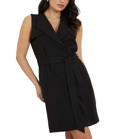 Guess Women's Everly Sleeveless Belted Trench Dress In Jet Black