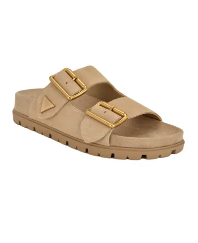 GUESS WOMEN'S FASTEN DOUBLE-BUCKLE FOOTBED SANDALS