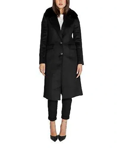 Pre-owned Guess Women's Faux Fur Collar Wool Blend Coat - Coats - Black -size M