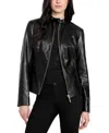 Guess Women's Faux-leather Basketweave Jacket In Black