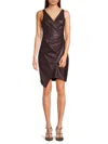 Guess Women's Faux Leather Wrap Mini Dress In Bordeaux
