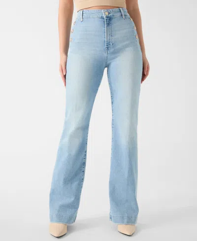 Guess New Faye High Waist Wide Leg Jeans In Blue