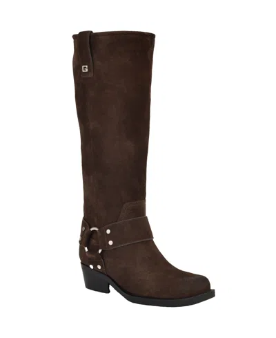 Guess Women's Felysse Tall Western Moto Boots In Brown