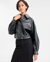 Guess Women's Flaminia Cropped Faux-leather Jacket In Gray