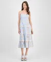 Guess Women's Floral Eyelet Tiered Midi Dress