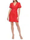 Guess Women's Floral Puff-sleeve Dress In Red