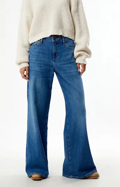 Guess Women's G13 Medium Blue Low Rise Extra Wide Leg Jeans In Medium Indigo