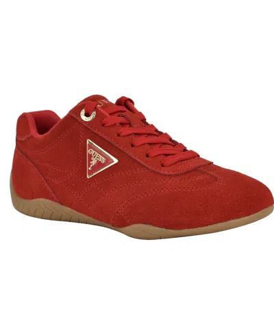GUESS WOMEN'S GABIEY LOW PROFILE SUEDE LACE-UP SNEAKERS