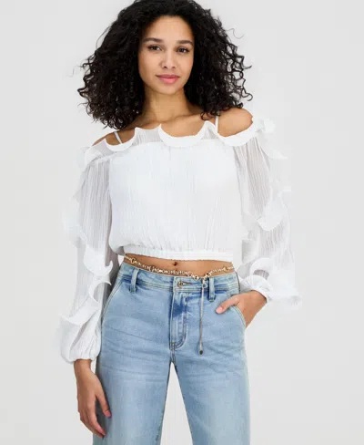 Guess Women's Gabriella Ruffled Off-the-shoulder Top In White