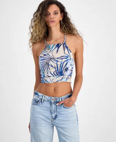Guess Women's Gaelle Printed Sleeveless Crop Top In Fiji Palm Print
