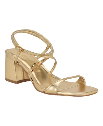 Guess Women's Galeon Strappy Block Heel Sandals In Gold